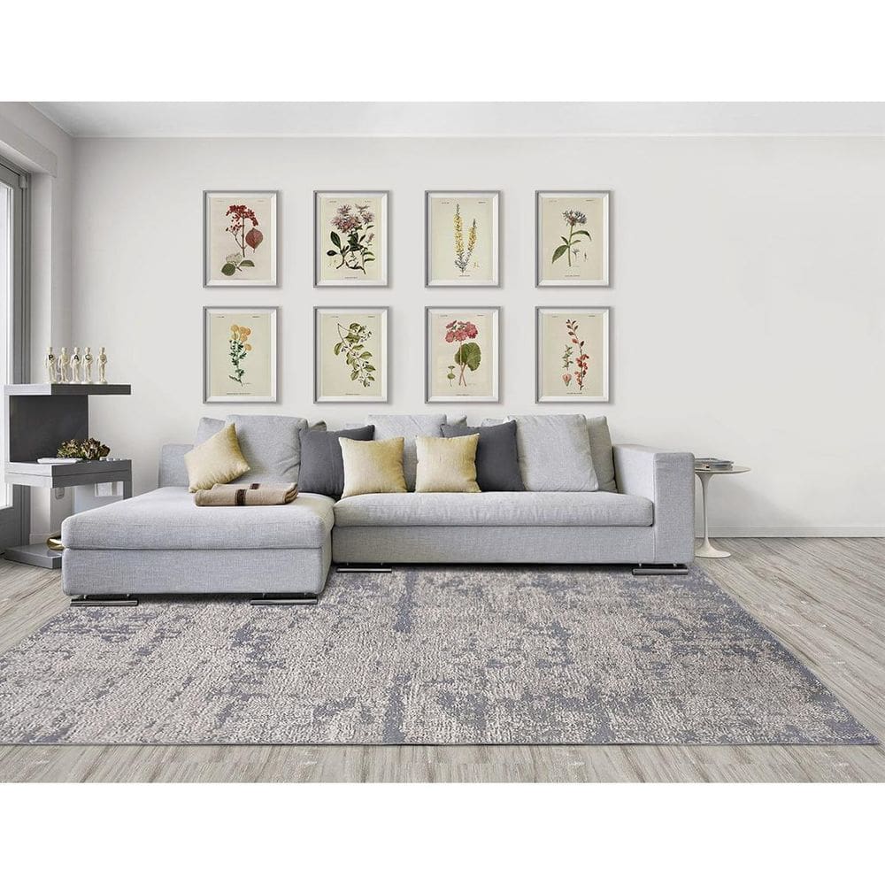 Tapete Sala Sem Pelo Abstrato Cinza 300X400 Antiderrapante