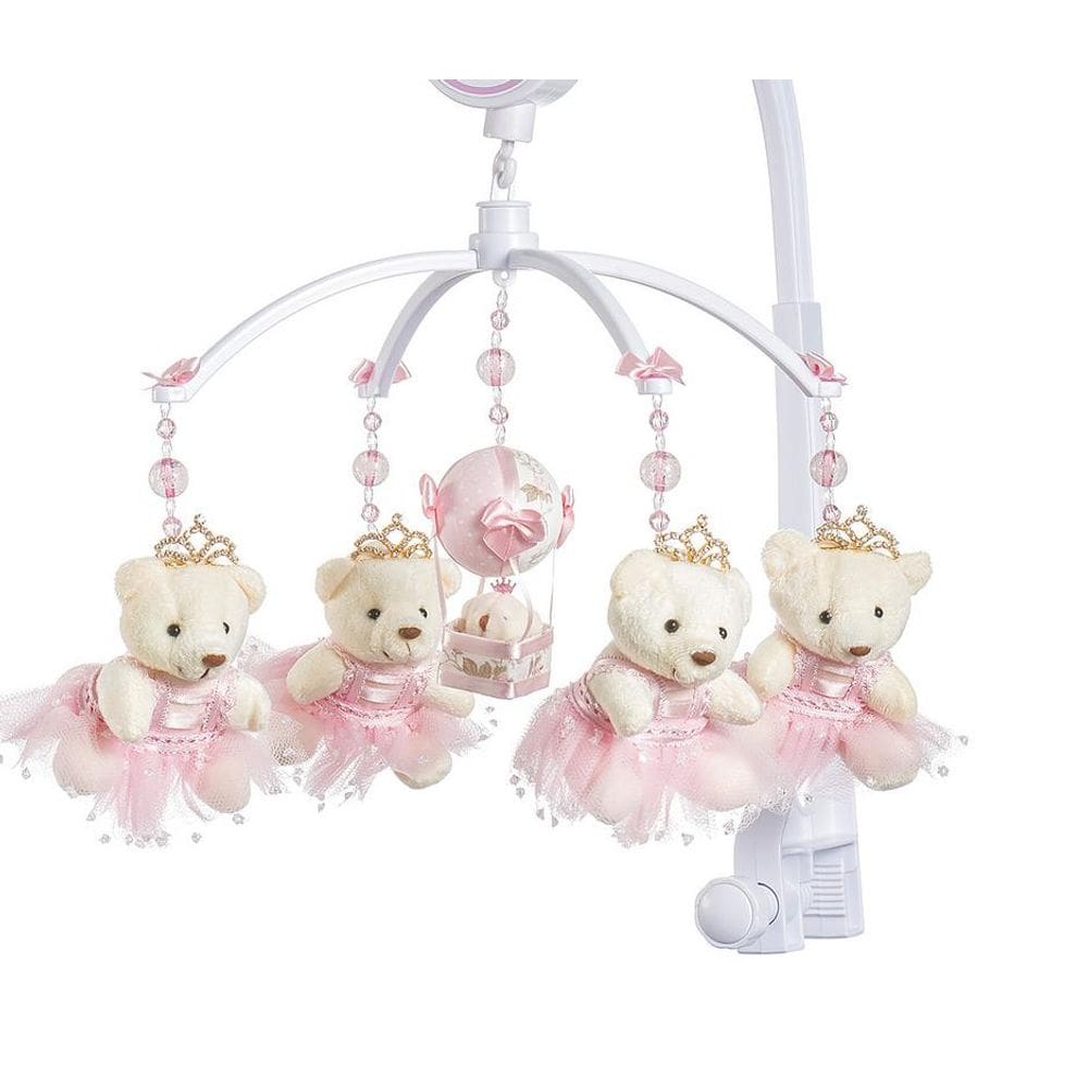 Móbile para berço musical e giratório Ursa Princesa Rosa