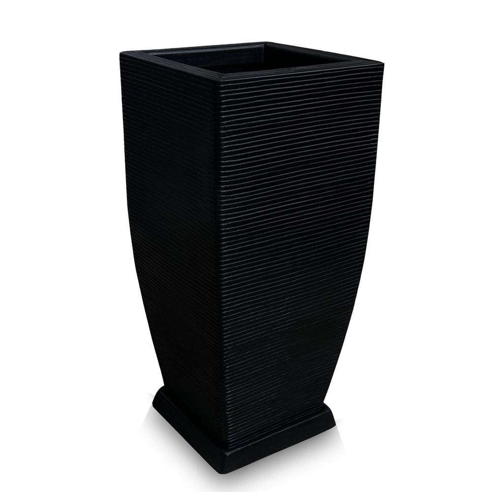 Vaso De Planta + Prato Alto Quadrado Polietileno 90X40 Preto