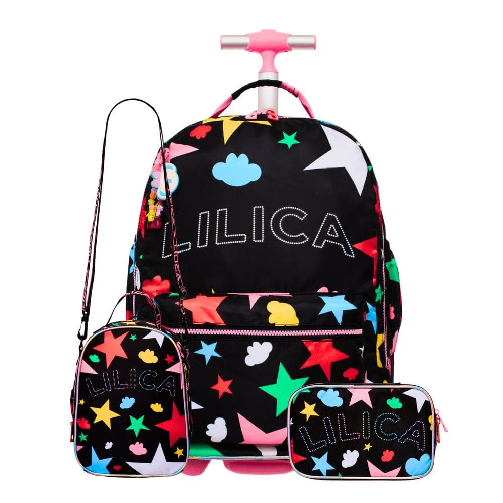 Mochila Rodas Lancheira Estojo Box Lilica Ripilica Prisma