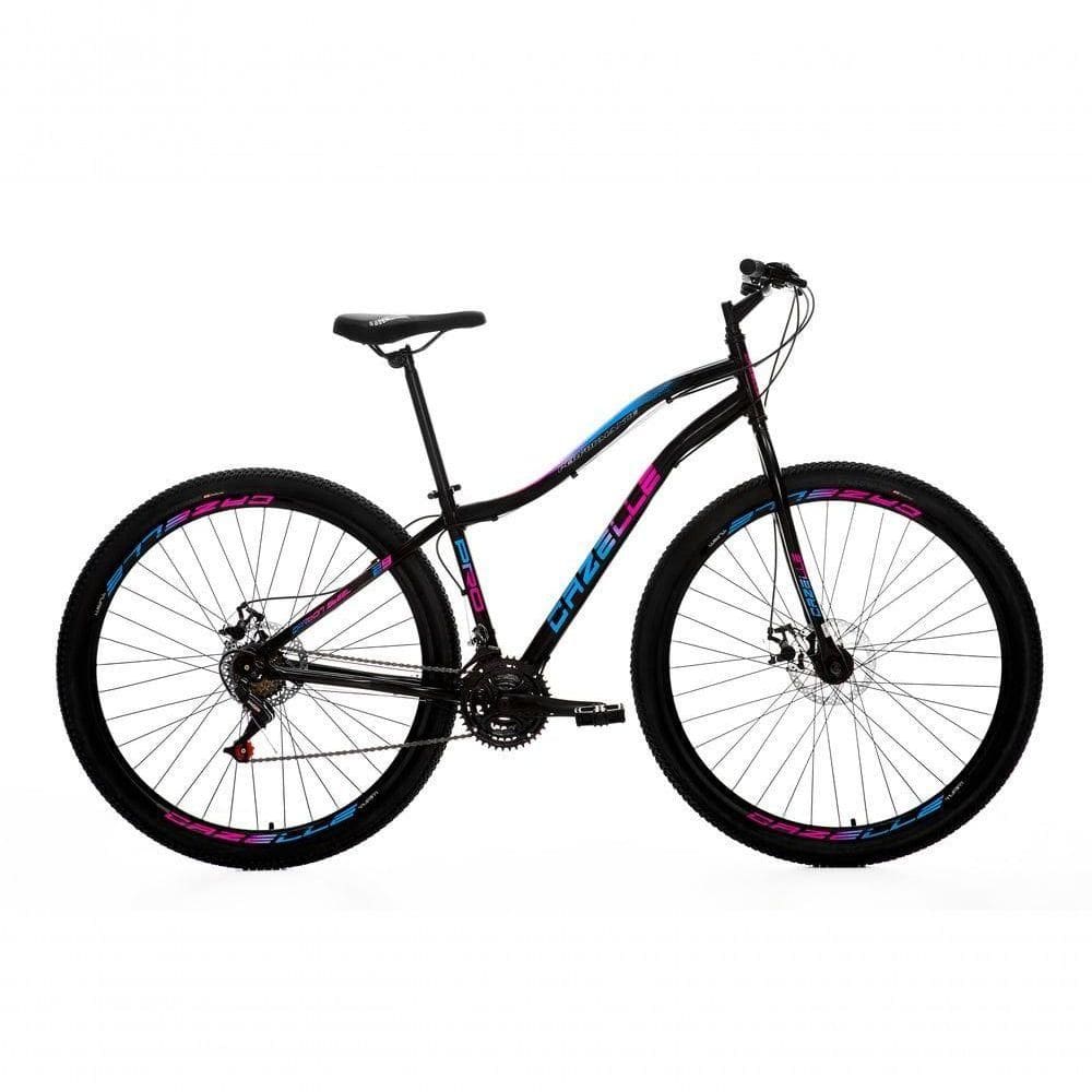 Bicicleta Cazelle Veneza Aro 29, Quadro 15.5, Freio A Disco Dianteiro E Traseiro, 21 Marchas Preto-adesivo Azul-vermelho