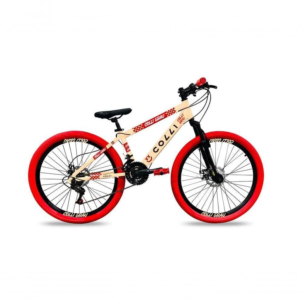 Bicicleta Grau Aro 26 21 Marchas Colli Bege-vermelho