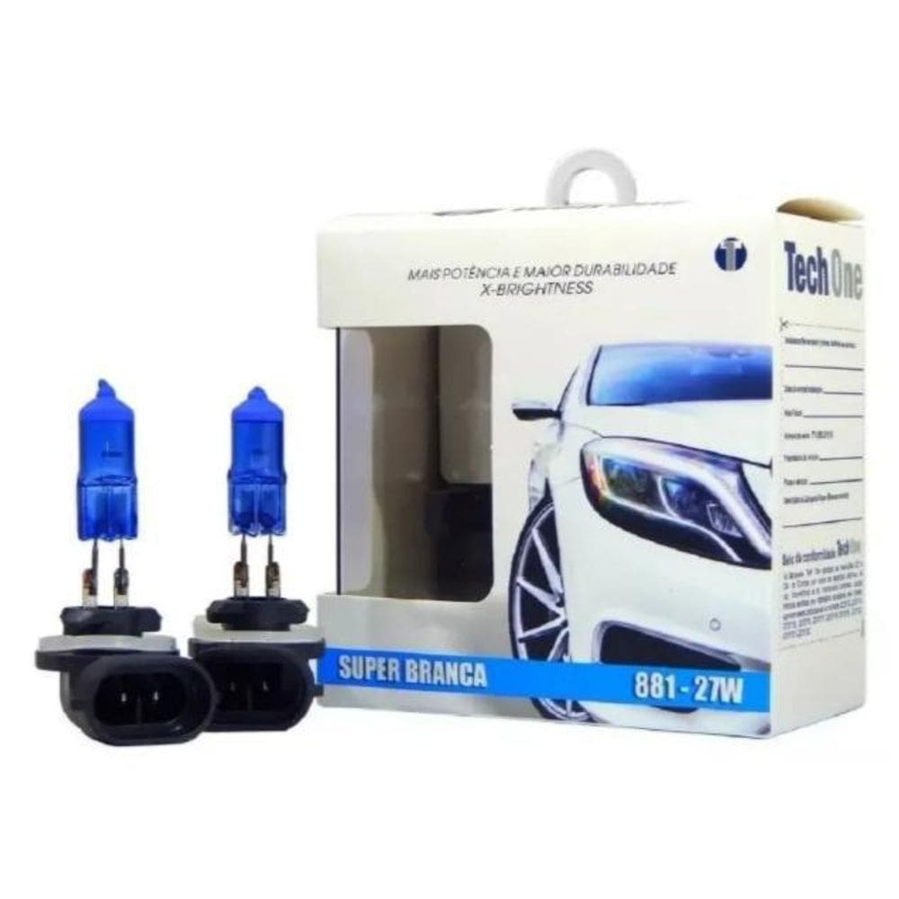 Par Lampada Super Branca H27 881 8500K Xenon 12V 27W Techone