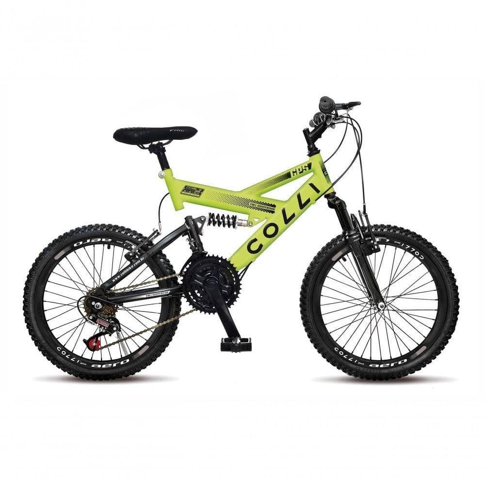 Bicicleta Gps Aro 20 Dupla Suspensão 21 Marchas Colli Amarelo