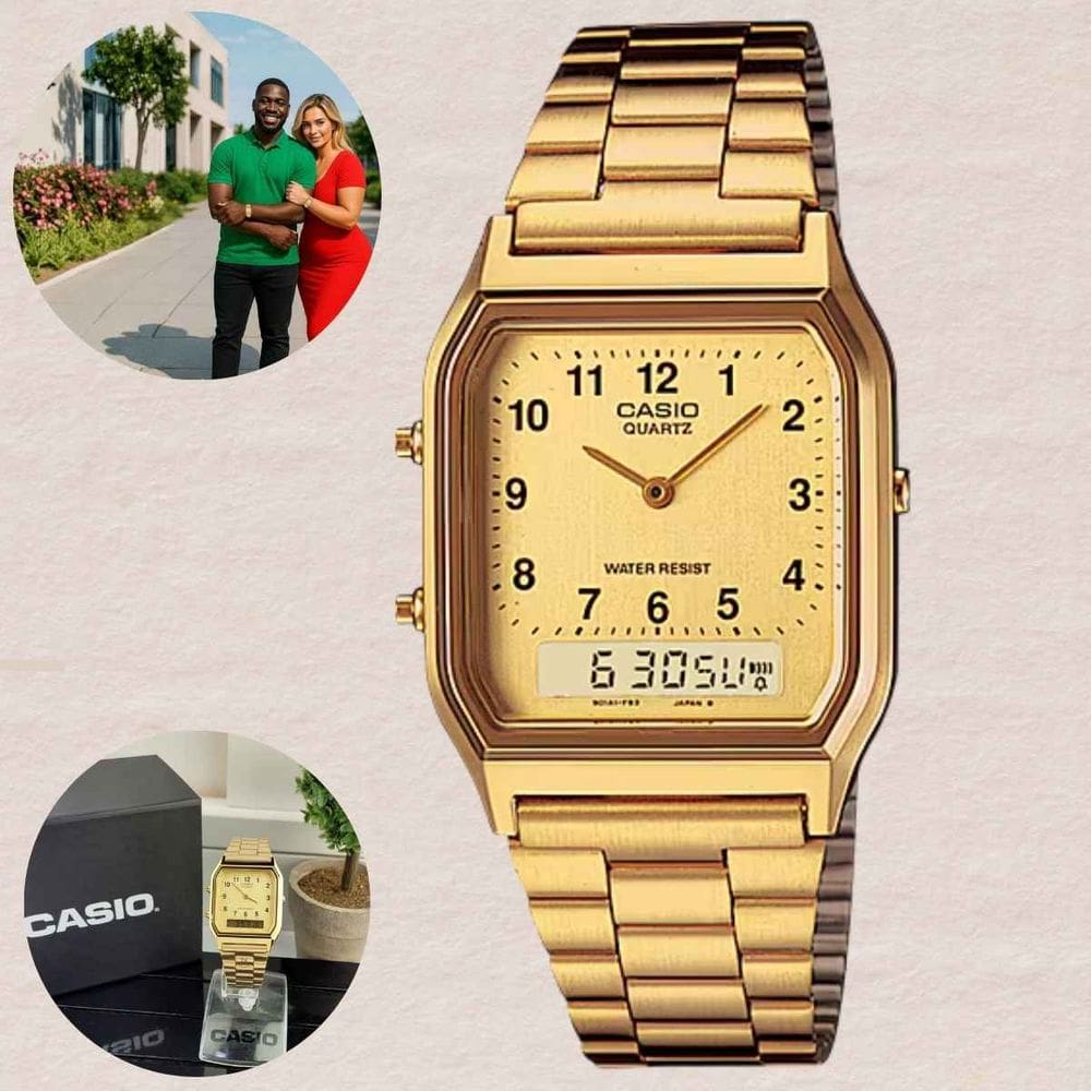 Relógio Casio Unissex Anadigi Vintage Dourado AQ-230GA-9BMQ