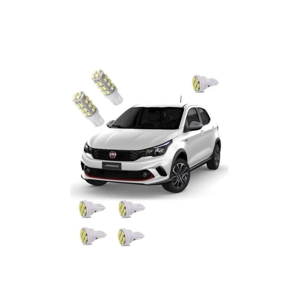 Kit Lâmpadas Led Pingo Torpedo Fiat Argo Super Branca