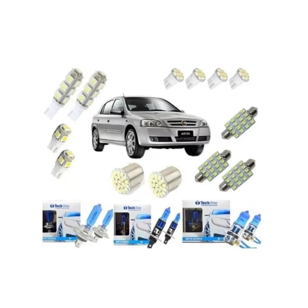 Kit Lâmpadas Super Branca H7 H1 H3 + Led Astra Techone