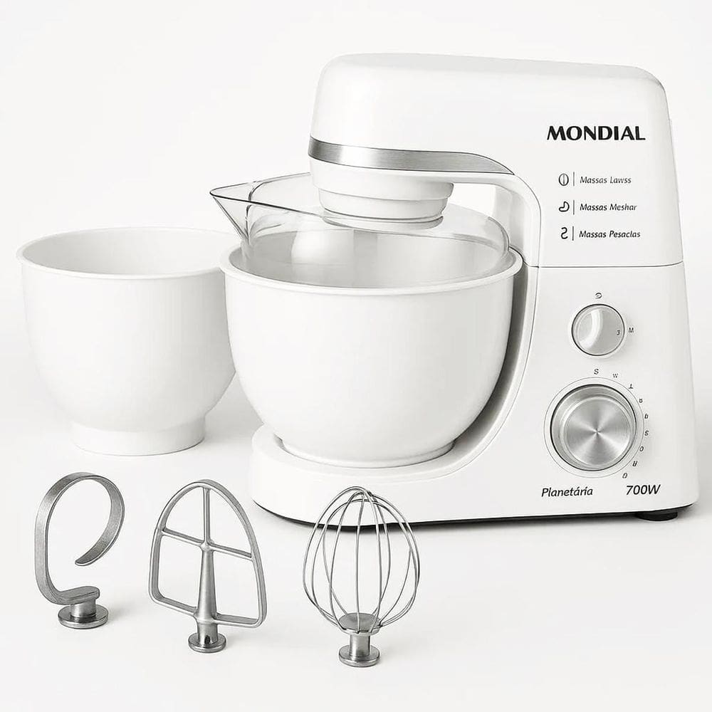 Batedeira Planetária Mondial Bp-03W-2B 12 Vel 700W Branca