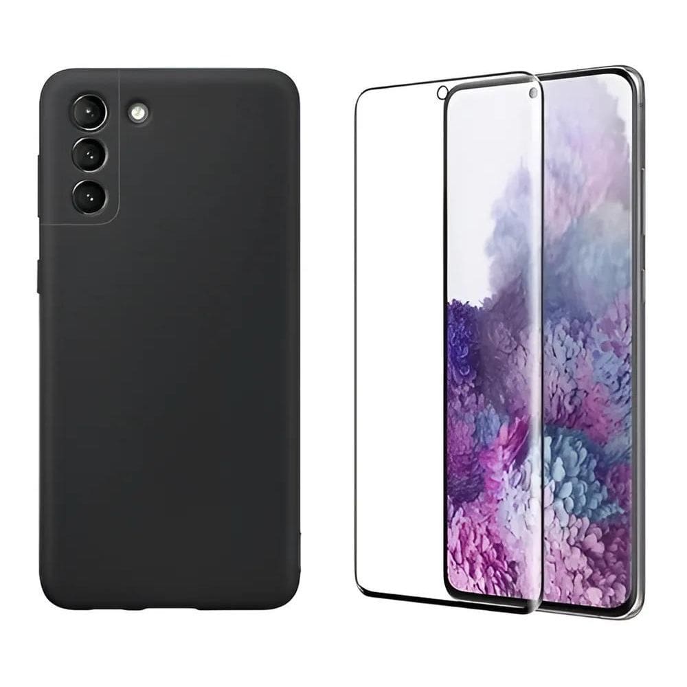 Kit Capa Case Silicone Preta Para Galaxy S22 Plus + Pelicula