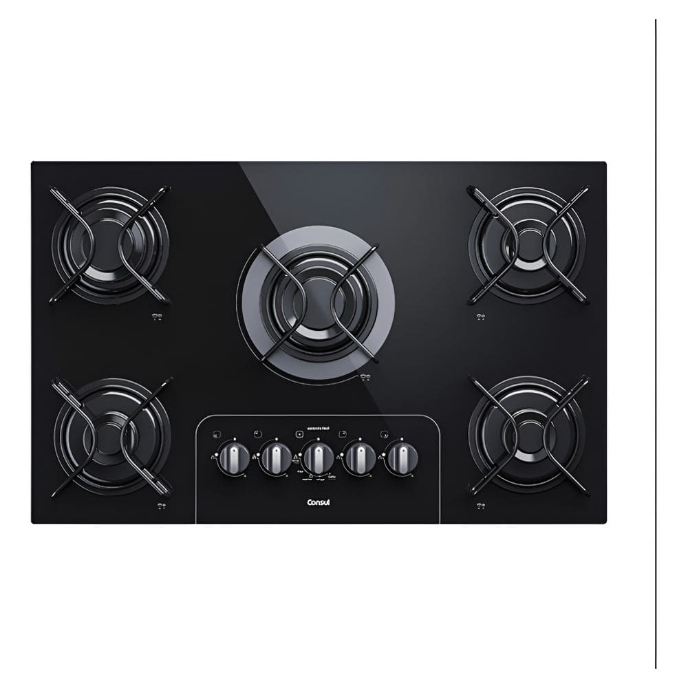 Cooktop 5 Bocas Gas Bivolt Vidro Automatico 73x46cm - Consul