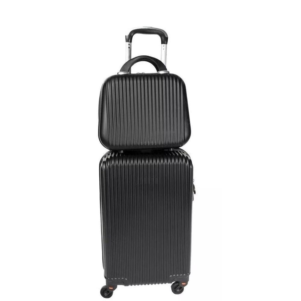 Mala De Bordo 10Kg + Frasqueira Viagem Rodinhas 360 Abs