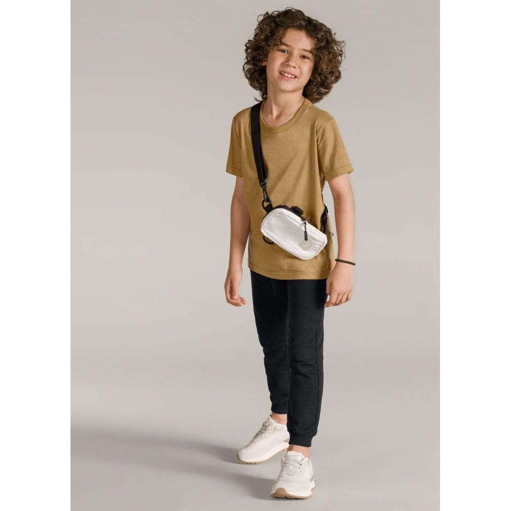 Calça Jogger Básica em Moletinho infantil menino Brandili-Preto