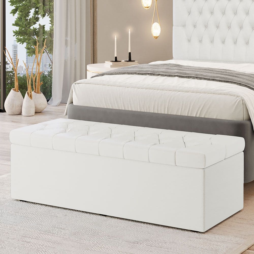 Calçadeira Baú Sagitarius Para Cama de Casal 140cm no Tecido Courino - Agilidade e Elegância Aradecor
