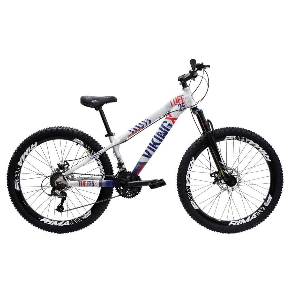 Bicicleta Aro 26 Bike Vikingx Freeride 21v Freio A Disco Prata Azul