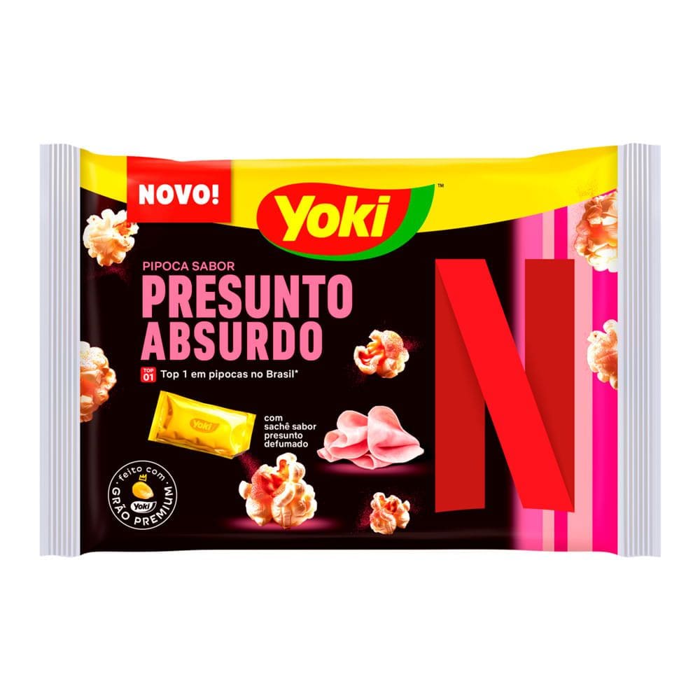 Pipoca de Micro Ondas Yoki Netflix Sabor Presunto Absurdo com Sachê Sabor Presunto Defumado 95g