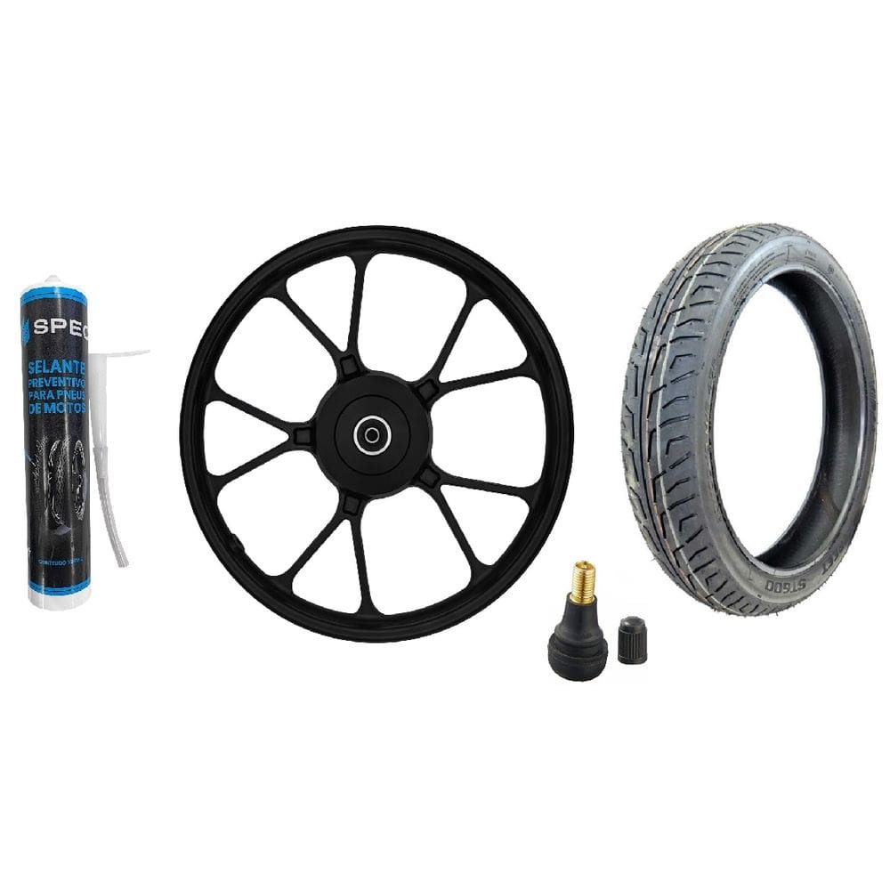 Roda Liga Leve Dianteira Honda Cg Titan 150 Start 150 160 V-Shape Tambor + Pneu Vipal St600 80/100-18 + Bico + Selante