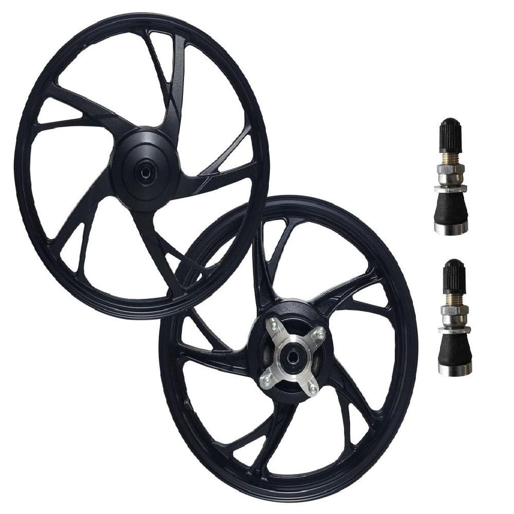 Roda Liga Leve Par Honda Pop 100 2007 A 2015 Pop 110 2016 A 2022 Pé De Galinha Preta Tambor Spec + Bicos
