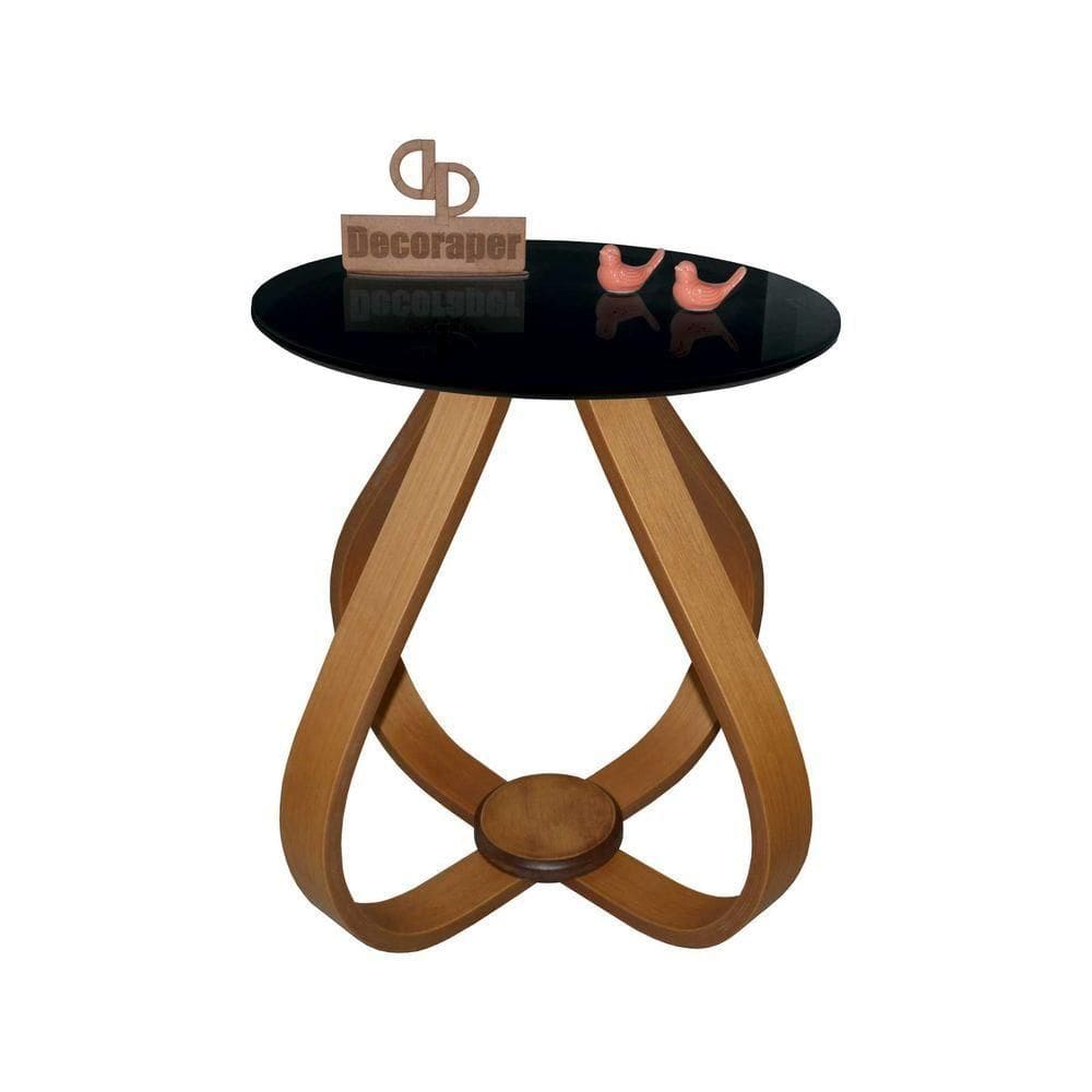 Mesa Lateral Cebola Com Vidro 45cm 60cm Preto