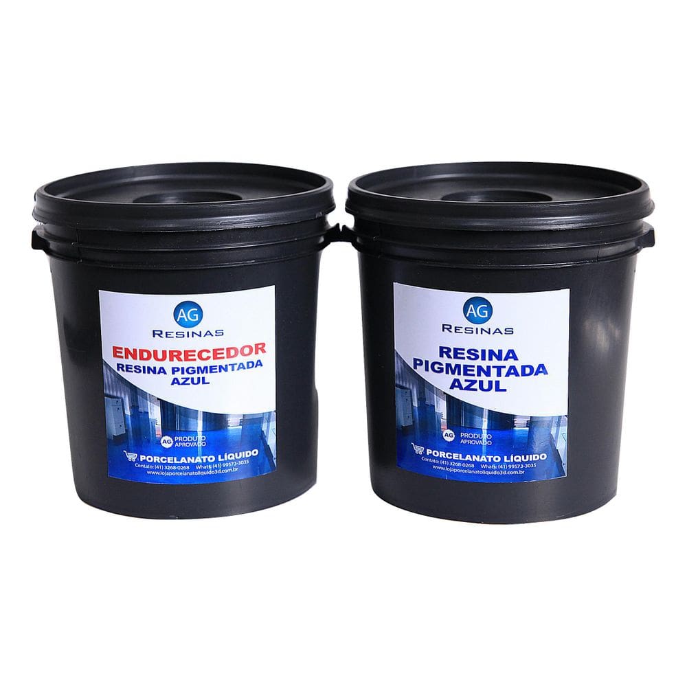 Kit Resina Epóxi Azul + Endurecedor Porcelanato Líquido 20 Kg Resinas Ag