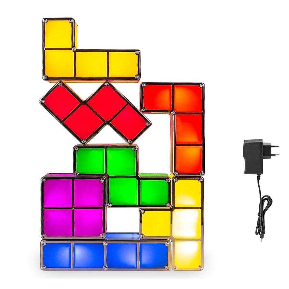 Luminária Tetris de 7 Peças - Empilhável e sem Fios - Bivolt