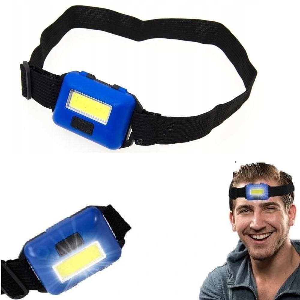 Lanterna De Cabeca Azul Multiuso Bike Moto Camping Trilha Pesca Corrida Farol Sinalizador Testa Pilha Versatilidade Gara