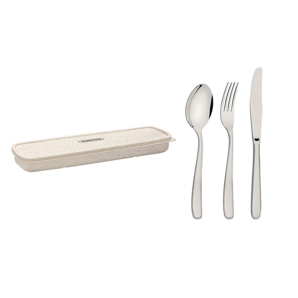 Jogo de Talheres com Estojo para Marmita Refeições Trabalho Escola 4 Peças Tramontina