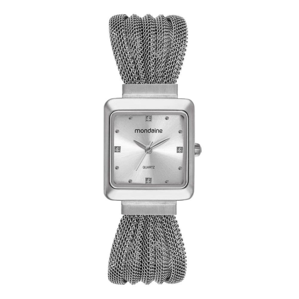 Relógio Mondaine Feminino Quadrado Prata 32986L0mvne2