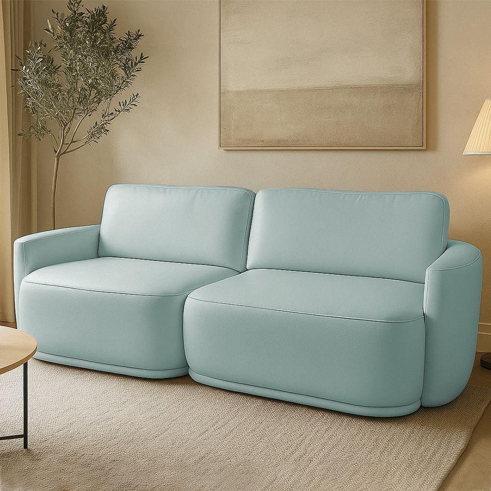 Sofá 2 Lugares Orgânico 194cm Modulado Para Sala Brumma Bouclê K01 - D`rossi Cor Azul