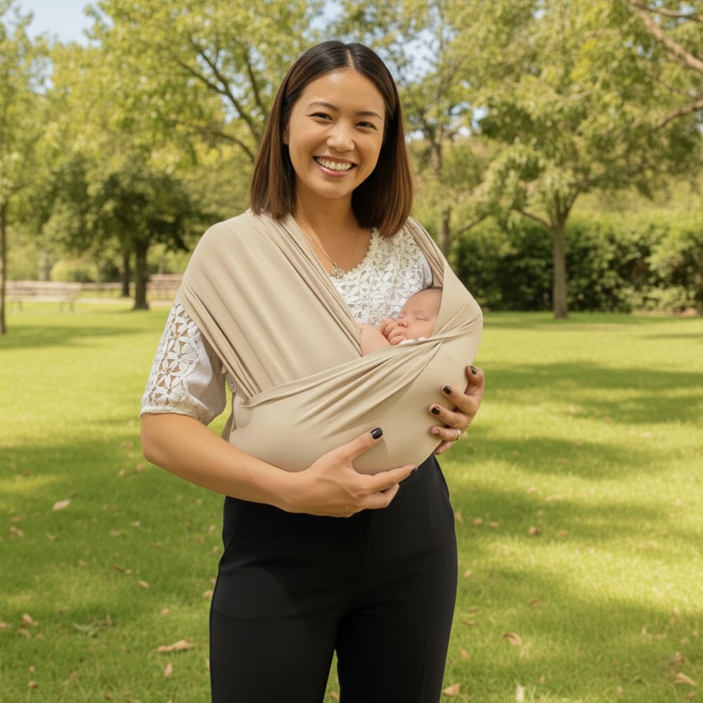 Sling Wrap Carregador Canguru Ergonômico Tipo Camiseta Facil de Usar Cor Bege