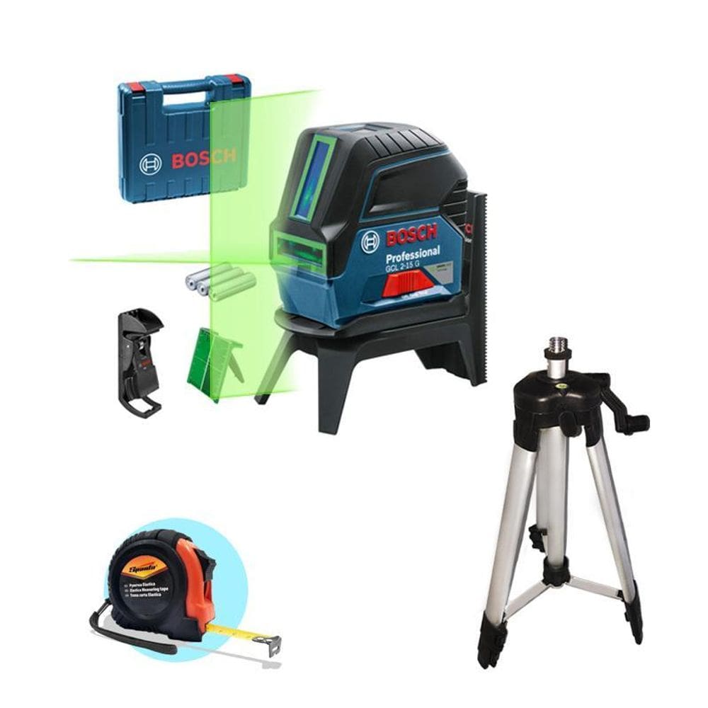 Nivel A Laser Verde Bosch Gcl215G 15M + Acessórios
