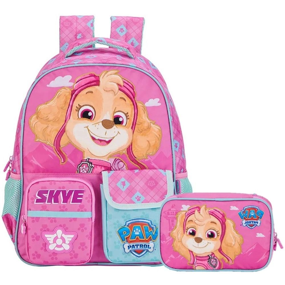 Kit Escolar Skye Patrulha Canina 2 em 1: Mochila de Costas + Estojo Xeryus