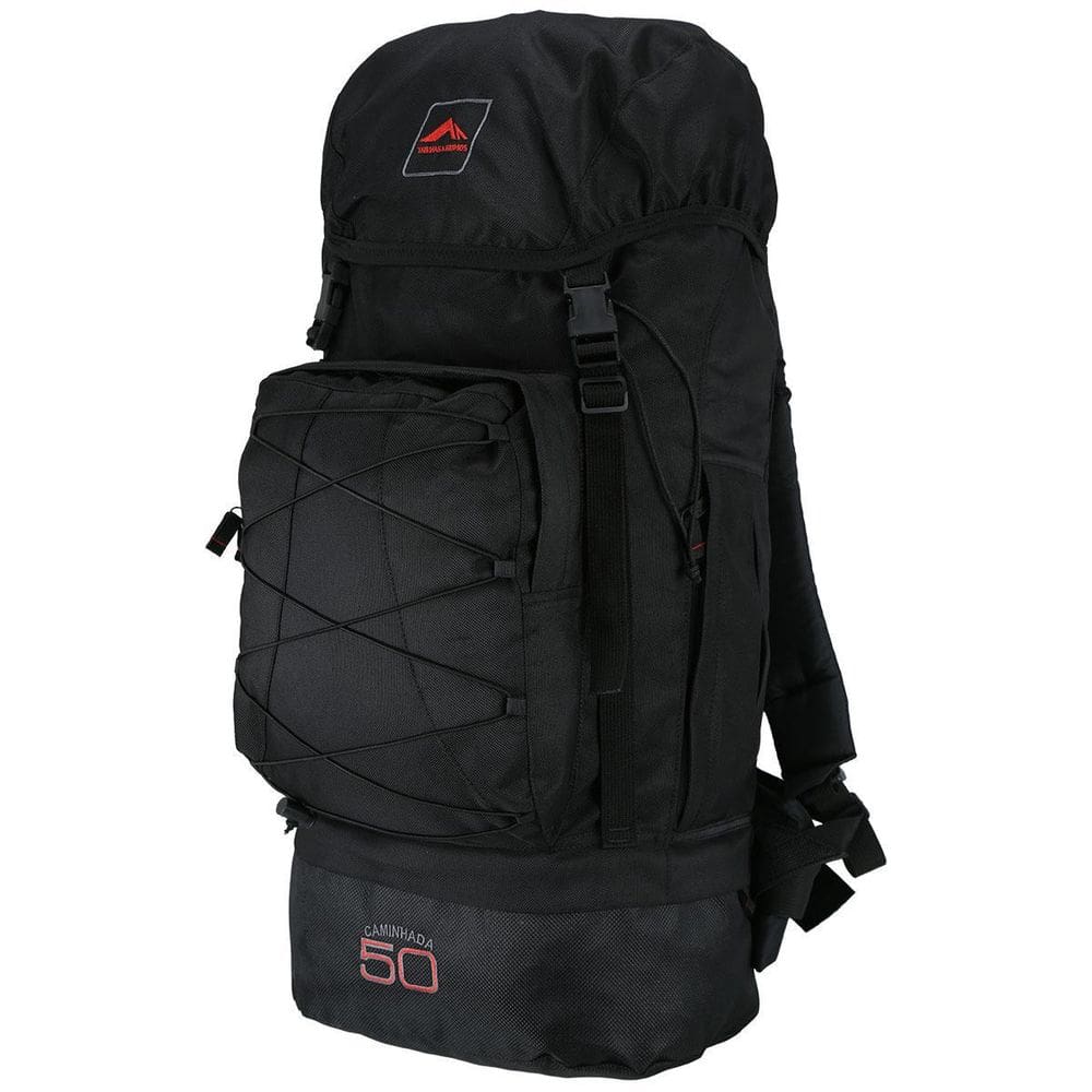 Mochila Trilhas & Rumos Caminhada 50 Preto Com Fita Cinza