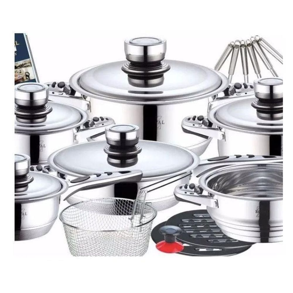 Jogo De Panelas Aço Cirurgico Inox 19 Peças 9 Camadas