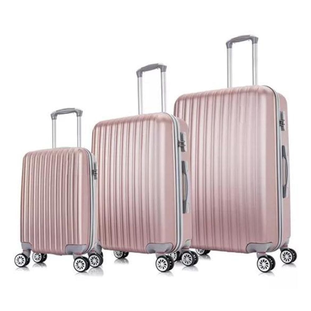 Kit Malas Rodinha 360º 10kg, 23kg e 32kg Rosa