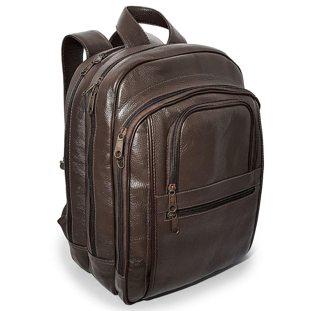 Mochila Executiva Grande De Couro Para Notebook Marrom