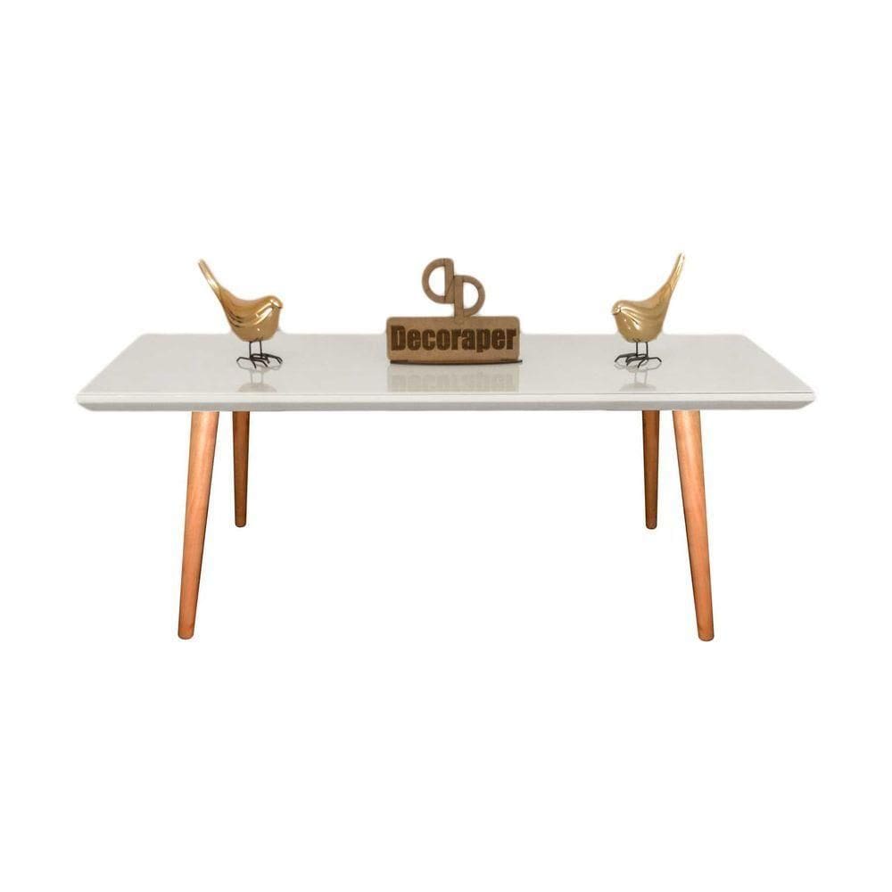 Mesa De Centro Retangular Com Vidro 90x50 Branco