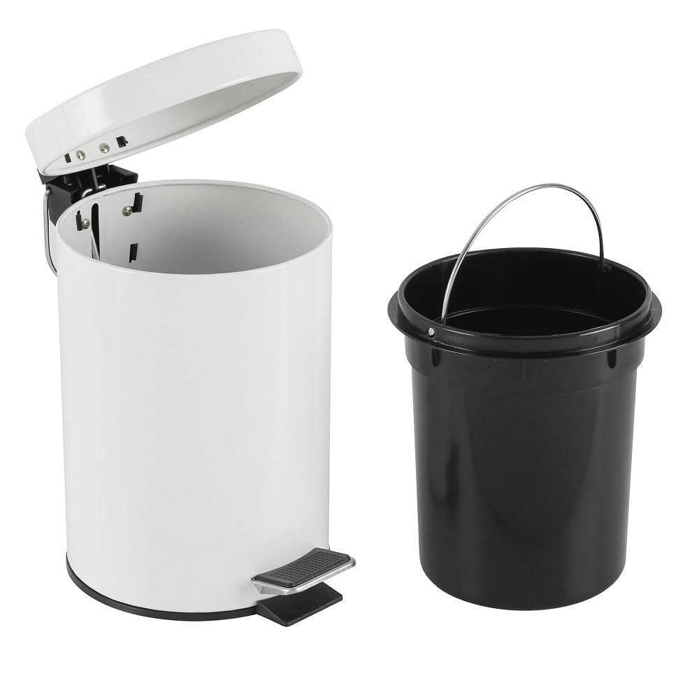 Lixeira Inox Branca 5 Litros Pedal Cesto Lixo 5l Vintage Quarto Banheito Cozinha Coleta Seletiva