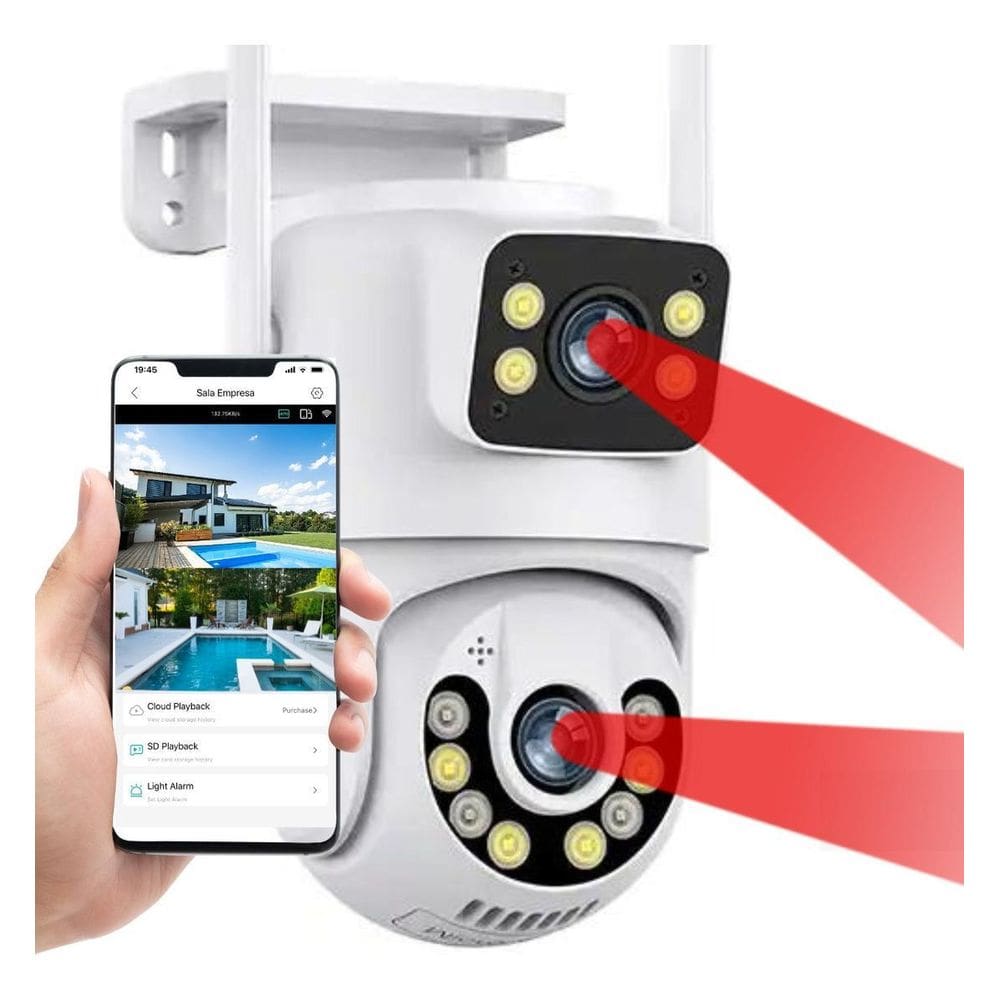 Câmera De Segurança Wifi Smart Camera Dupla 3Mp App Icsee