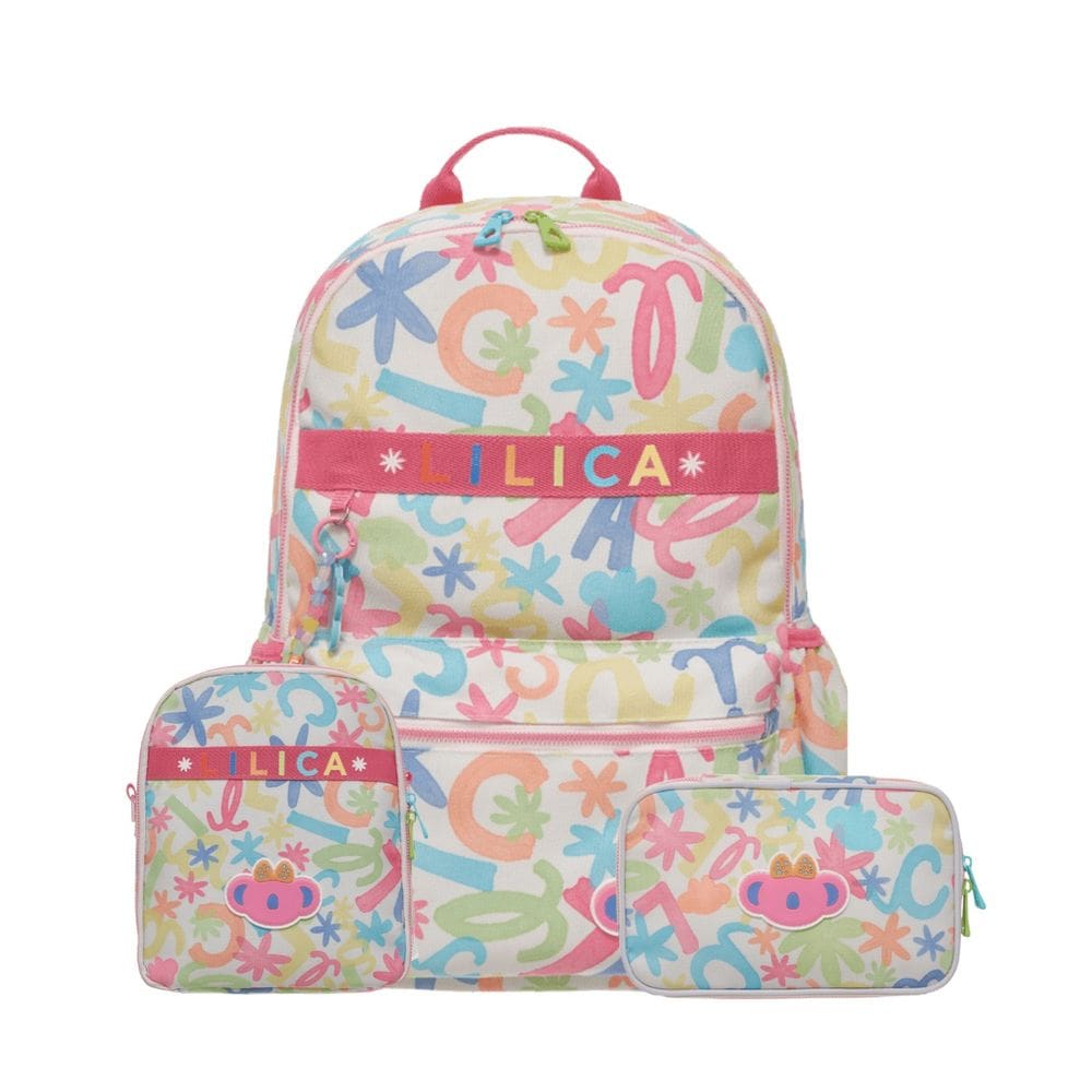 Mochila Costas Lancheira Estojo Lilica Ripilica Florescer