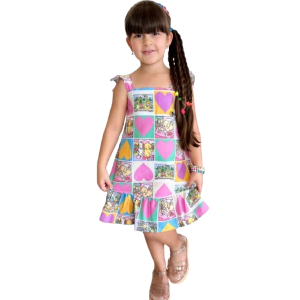 Vestido Infantil Meninas Coração Bobbie Goods Livro Colorir