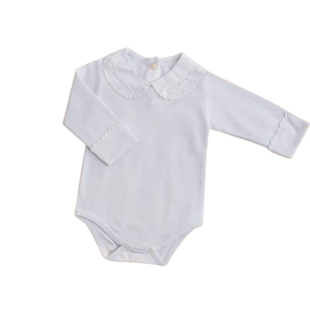 Body Para Bebê Meninas Luxo Algodão Manga Longa Gola Bordada