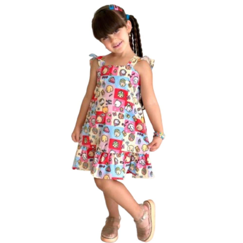 Vestido Infantil Menina Bobbie Goods Livro Colorir Amarelo