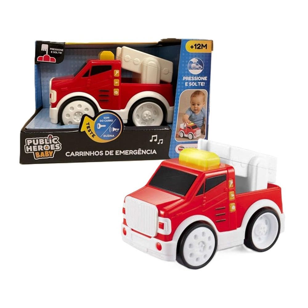 Carrinho de Bombeiro com Luz e Som - Shiny Toys