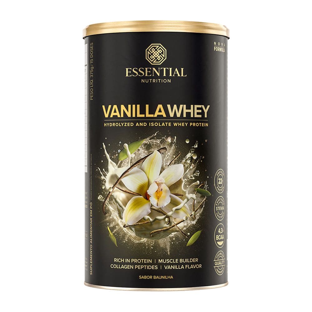 Vanilla Whey Essential Nutrition com 22g de Proteína Sabor Baunilha 375g