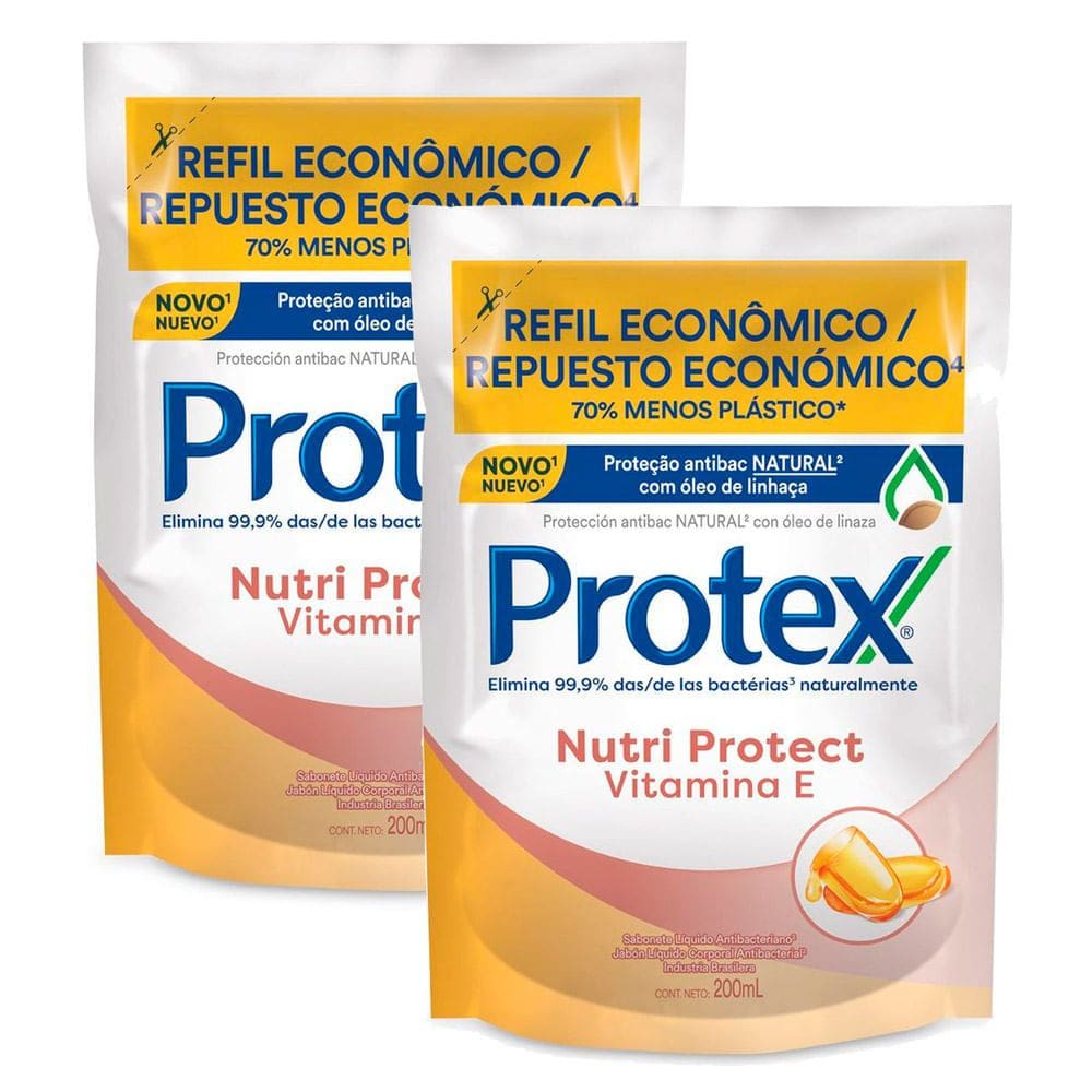 Kit 2 Sabonete Líquido Protex Vitamina E Refil com 200ml