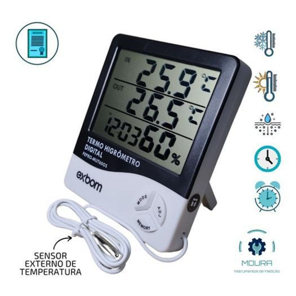 Termohigrômetro Com Sensor Externo E Certificado Calibração