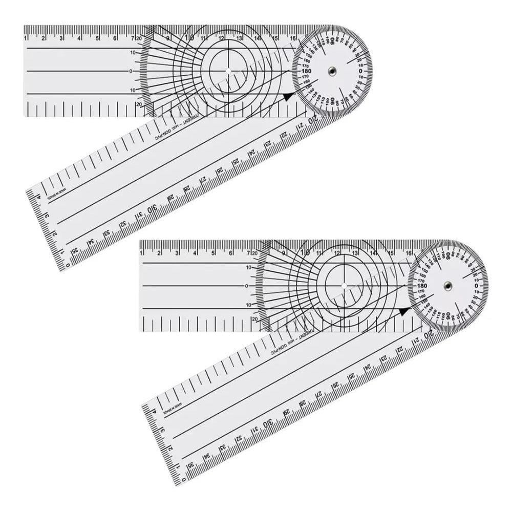 2X Kit 2 Regua Tipo Goniometro Fisioterapia Articular
