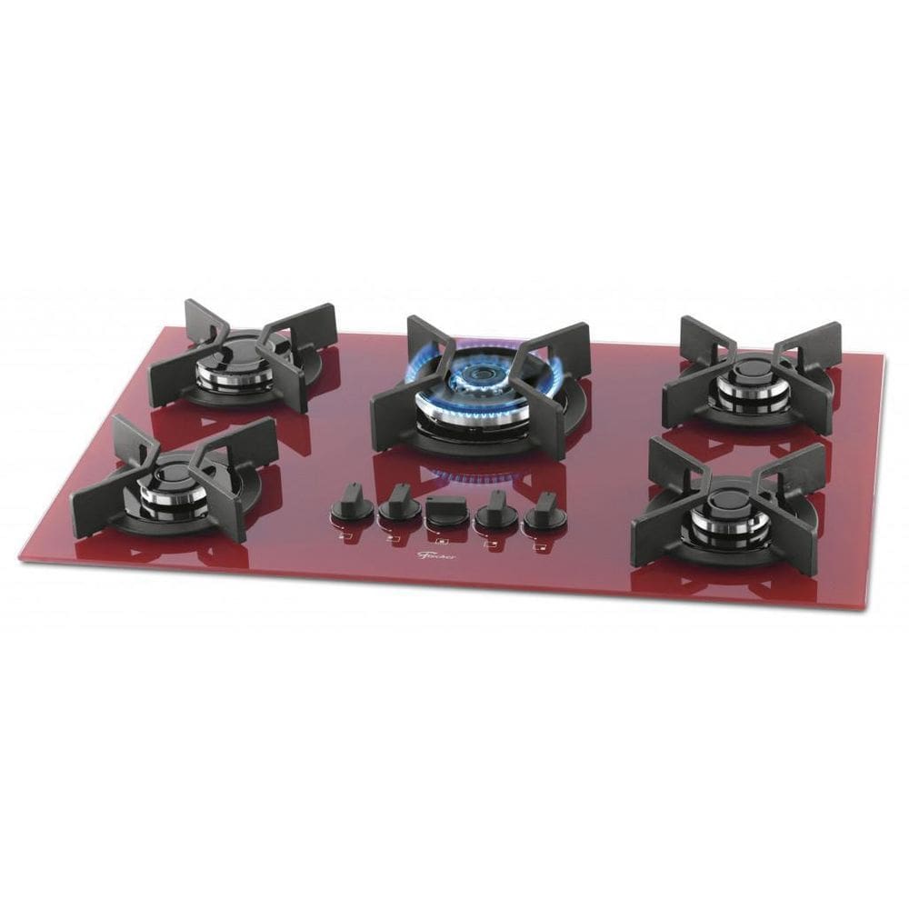 Cooktop Fischer 5Q Tc Infinity Gás Mesa Vidro - Vermelho