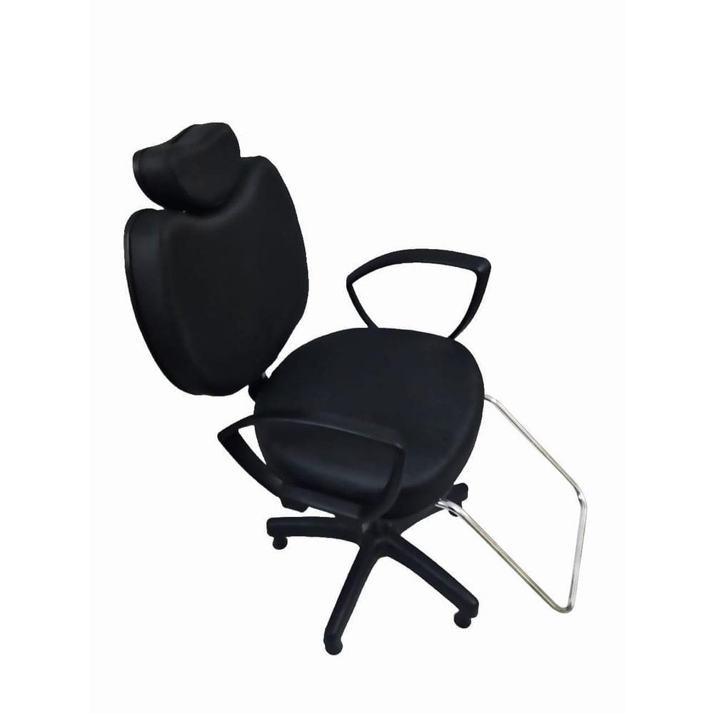 Cadeira Para Salão De Beleza Com Encosto Fixo E Braços Preta