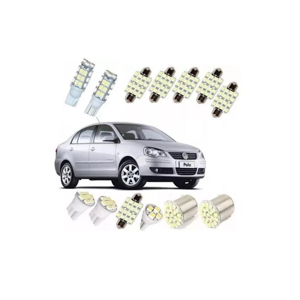 Kit Lâmpadas LED Blue Lion VW Polo Farolete Placa Teto Ré